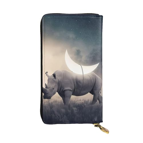 Rhino Print Leder Lange Clutch Geldbörse für Damen - Mode mit mehreren Kartenfächern, Münzfach, Schwarz, Einheitsgröße Rhino Print Leder Lange Clutch Geldbörse für Damen - Mode mit mehreren Kartenfächern, Münzfach, Schwarz, Einheitsgröße von JaoXer