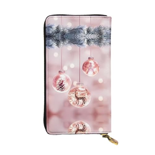 Rosa Weihnachten Ball Print Leder Lange Clutch Geldbörse für Frauen - Mode mit mehreren Kartenfächern, Münzfach Rosa Weihnachten Ball Print Leder Lange Clutch Geldbörse für Frauen - Mode mit mehreren Kartenfächern, Münzfach von JaoXer