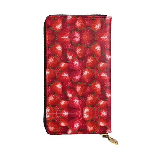 Rote Erdbeere Druck Leder Lange Clutch Geldbörse für Frauen - Mode mit mehreren Kartenfächern, Münzfach Rote Erdbeere Druck Leder Lange Clutch Geldbörse für Frauen - Mode mit mehreren Kartenfächern, Münzfach von JaoXer