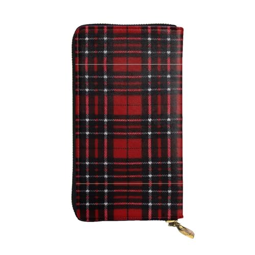 Rote und schwarze Karomuster Leder lange Clutch Geldbörse für Frauen - Mode mit mehreren Kartenfächern, Münzfach, Schwarz, Einheitsgröße Rote und schwarze Karomuster Leder lange Clutch Geldbörse für Frauen - Mode mit mehreren Kartenfächern, Münzfach, Schwarz, Einheitsgröße von JaoXer
