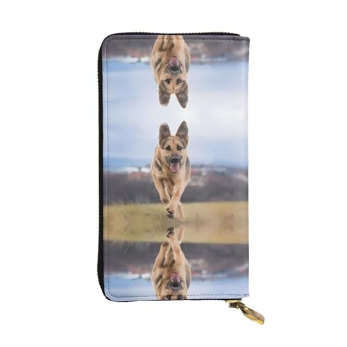 Running German Shepherd Dog Print Leather Long Clutch Wallet for Women - Fashionable with Multiple Card Slots, Coin Pocket, Black, One Size Running German Shepherd Dog Print Leather Long Clutch Wallet for Women - Fashionable with Multiple Card Slots, Coin Pocket, Black, One Size von JaoXer