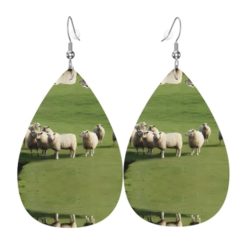 Schafe und Lämmer Druck Leder Ohrringe für Frauen - baumelnde Tropfenohrringe, perfekt für Partys und Kostümzubehör, Einheitsgröße, Leder, kein Edelstein Schafe und Lämmer Druck Leder Ohrringe für Frauen - baumelnde Tropfenohrringe, perfekt für Partys und Kostümzubehör, Einheitsgröße, Leder, kein Edelstein von JaoXer
