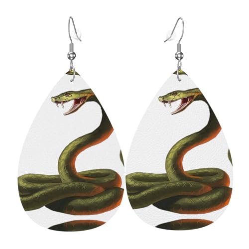 Schlangen-Druck Leder Ohrringe für Frauen - baumelnde Tropfenohrringe, perfekt für Partys und Kostümzubehör, Einheitsgröße, Leder, kein Edelstein Schlangen-Druck Leder Ohrringe für Frauen - baumelnde Tropfenohrringe, perfekt für Partys und Kostümzubehör, Einheitsgröße, Leder, kein Edelstein von JaoXer