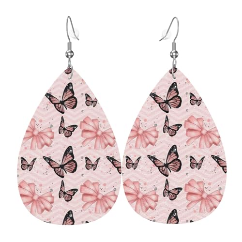Schmetterling Rosa Druck Leder Ohrringe für Frauen - baumelnde Tropfenohrringe, perfekt für Partys und Kostümzubehör, Einheitsgröße, Leder, kein Edelstein Schmetterling Rosa Druck Leder Ohrringe für Frauen - baumelnde Tropfenohrringe, perfekt für Partys und Kostümzubehör, Einheitsgröße, Leder, kein Edelstein von JaoXer