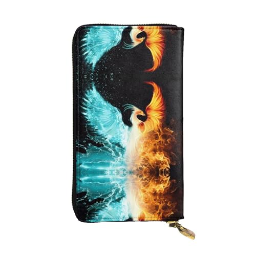 Schöne Phoenix Print Leder Lange Clutch Geldbörse für Damen - Mode mit mehreren Kartenfächern, Münzfach, Schwarz, Einheitsgröße Schöne Phoenix Print Leder Lange Clutch Geldbörse für Damen - Mode mit mehreren Kartenfächern, Münzfach, Schwarz, Einheitsgröße von JaoXer