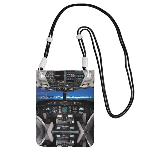 Schwarze Carry Crossbody Geldbörse - Flugzeug-Cockpit-Druck Gurt Handytasche, perfekt zum Einkaufen und Outdoor-Aktivitäten, Schwarz, Einheitsgröße Schwarze Carry Crossbody Geldbörse - Flugzeug-Cockpit-Druck Gurt Handytasche, perfekt zum Einkaufen und Outdoor-Aktivitäten, Schwarz, Einheitsgröße von JaoXer
