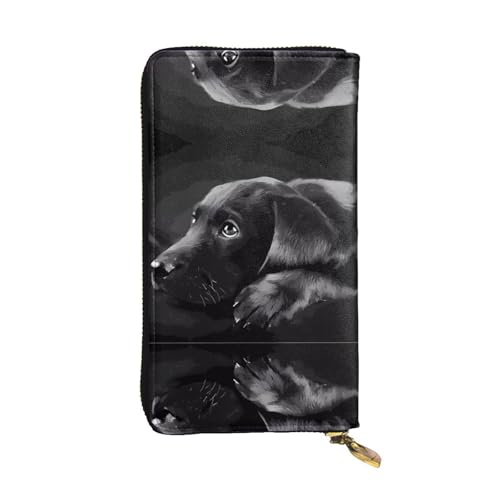 Schwarze Labrador-Welpe Druck Leder Lange Clutch Geldbörse für Frauen - Mode mit mehreren Kartenfächern, Münzfach Schwarze Labrador-Welpe Druck Leder Lange Clutch Geldbörse für Frauen - Mode mit mehreren Kartenfächern, Münzfach von JaoXer