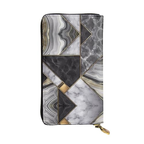 Schwarze Marmorstruktur Gold Druck Leder Lange Clutch Geldbörse für Frauen - Mode mit mehreren Kartenfächern, Münzfach Schwarze Marmorstruktur Gold Druck Leder Lange Clutch Geldbörse für Frauen - Mode mit mehreren Kartenfächern, Münzfach von JaoXer