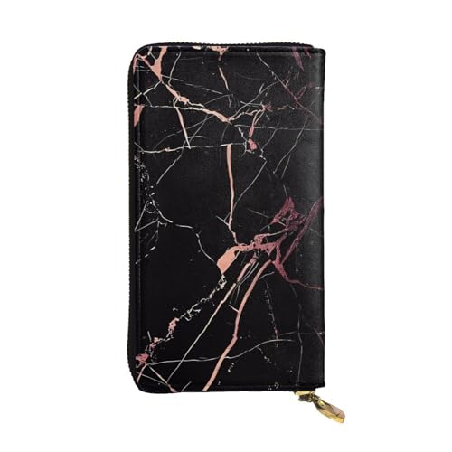 Schwarze Rose Gold Marmor Druck Leder Lange Clutch Geldbörse für Frauen - Mode mit mehreren Kartenfächern, Münzfach Schwarze Rose Gold Marmor Druck Leder Lange Clutch Geldbörse für Frauen - Mode mit mehreren Kartenfächern, Münzfach von JaoXer