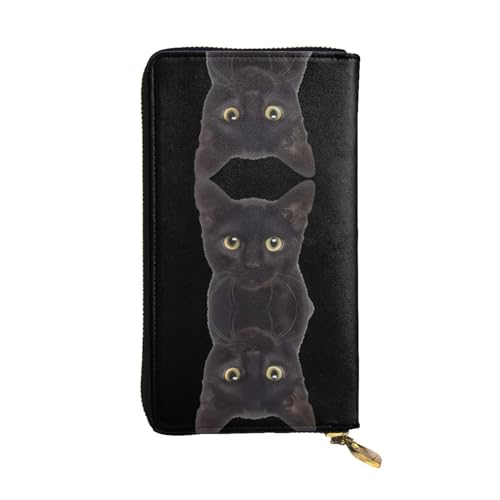 Schwarze süße Katze__æ - - Druck Leder lange Clutch Geldbörse für Frauen - Mode mit mehreren Kartenfächern, Münzfach, Schwarz, Einheitsgröße Schwarze süße Katze__æ - - Druck Leder lange Clutch Geldbörse für Frauen - Mode mit mehreren Kartenfächern, Münzfach, Schwarz, Einheitsgröße von JaoXer