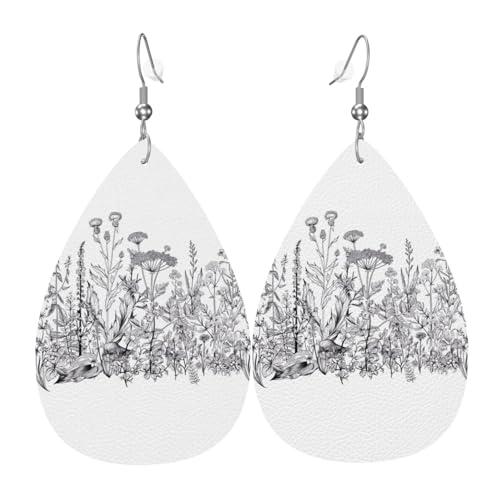 Schwarze und weiße Blumen Druck Leder Ohrringe für Frauen - baumelnde Tropfenohrringe, perfekt für Partys und Kostümzubehör, Einheitsgröße, Leder, kein Edelstein Schwarze und weiße Blumen Druck Leder Ohrringe für Frauen - baumelnde Tropfenohrringe, perfekt für Partys und Kostümzubehör, Einheitsgröße, Leder, kein Edelstein von JaoXer