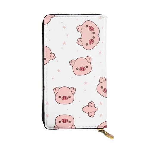 Schweine-Druck Leder Lange Clutch Geldbörse für Frauen - Mode mit mehreren Kartenfächern, Münzfach, Schwarz, Einheitsgröße Schweine-Druck Leder Lange Clutch Geldbörse für Frauen - Mode mit mehreren Kartenfächern, Münzfach, Schwarz, Einheitsgröße von JaoXer