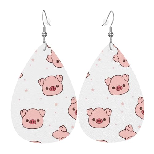 Schweine-Druck Leder Ohrringe für Frauen - baumelnde Tropfenohrringe, perfekt für Partys und Kostümzubehör, Einheitsgröße, Leder, kein Edelstein Schweine-Druck Leder Ohrringe für Frauen - baumelnde Tropfenohrringe, perfekt für Partys und Kostümzubehör, Einheitsgröße, Leder, kein Edelstein von JaoXer