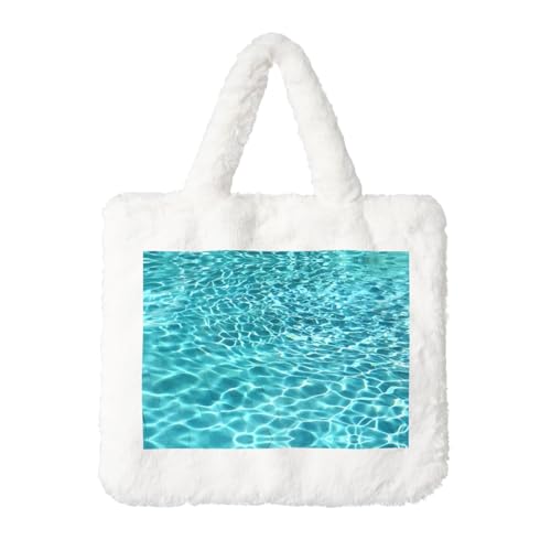 Schwimmbad-Wasser-Plüsch-Handtasche - Damen für Herbst und Winter - Ideal für Schlüssel, Lippenstift und mehr - Perfektes Geschenk, Weiß, Einheitsgröße Schwimmbad-Wasser-Plüsch-Handtasche - Damen für Herbst und Winter - Ideal für Schlüssel, Lippenstift und mehr - Perfektes Geschenk, Weiß, Einheitsgröße von JaoXer