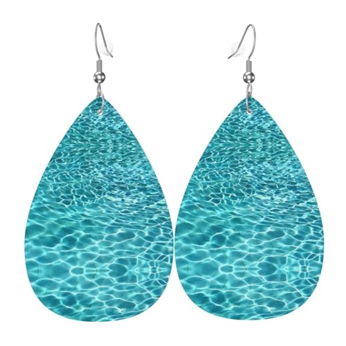 Schwimmbad Wasserdruck Leder Ohrringe für Frauen - baumelnde Tropfenohrringe, perfekt für Partys und Kostümzubehör, Einheitsgröße, Leder, kein Edelstein Schwimmbad Wasserdruck Leder Ohrringe für Frauen - baumelnde Tropfenohrringe, perfekt für Partys und Kostümzubehör, Einheitsgröße, Leder, kein Edelstein von JaoXer