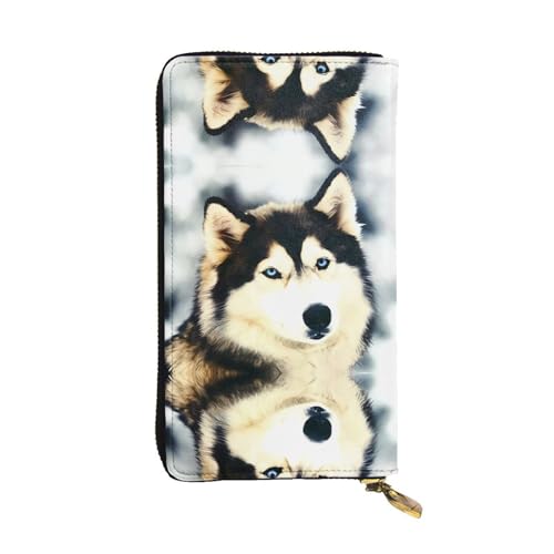 Sibirischer Husky Print Leder Lange Clutch Geldbörse für Frauen - Mode mit mehreren Kartenfächern, Münzfach, Schwarz, Einheitsgröße Sibirischer Husky Print Leder Lange Clutch Geldbörse für Frauen - Mode mit mehreren Kartenfächern, Münzfach, Schwarz, Einheitsgröße von JaoXer