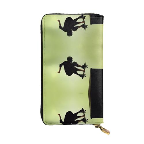 Skateboard Print Leder Lange Clutch Geldbörse für Frauen - Mode mit mehreren Kartenfächern, Münzfach von JaoXer