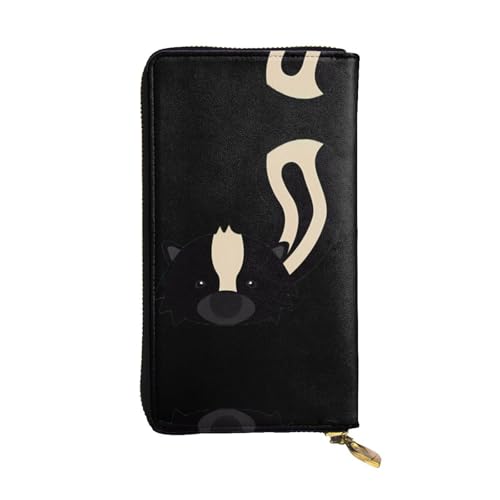 Skunk Print Leder Lange Clutch Geldbörse für Damen - Mode mit mehreren Kartenfächern, Münzfach, Schwarz, Einheitsgröße Skunk Print Leder Lange Clutch Geldbörse für Damen - Mode mit mehreren Kartenfächern, Münzfach, Schwarz, Einheitsgröße von JaoXer