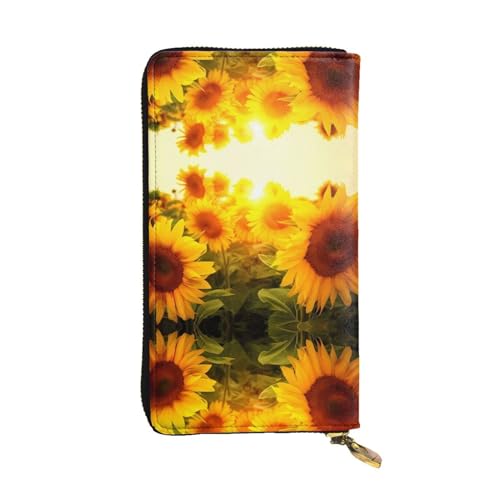 Sonnenblumen-Druck Leder Lange Clutch Geldbörse für Frauen - Mode mit mehreren Kartenfächern, Münzfach, Schwarz, Einheitsgröße Sonnenblumen-Druck Leder Lange Clutch Geldbörse für Frauen - Mode mit mehreren Kartenfächern, Münzfach, Schwarz, Einheitsgröße von JaoXer