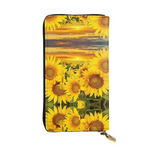 Sonnenblumenmuster Druck Leder Lange Clutch Geldbörse für Frauen - Mode mit mehreren Kartenfächern, Münzfach von JaoXer