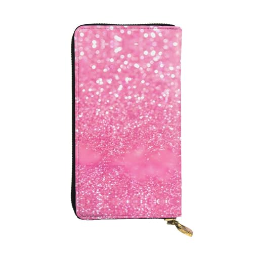 Sparkling Pink Glitter Print Leder Lange Clutch Geldbörse für Frauen - Mode mit mehreren Kartenfächern, Münzfach, Schwarz, Einheitsgröße Sparkling Pink Glitter Print Leder Lange Clutch Geldbörse für Frauen - Mode mit mehreren Kartenfächern, Münzfach, Schwarz, Einheitsgröße von JaoXer