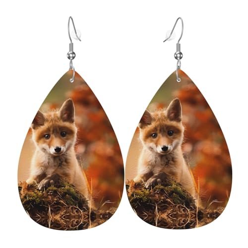 Süße Baby Fuchs Druck Leder Ohrringe für Frauen - baumelnde Tropfenohrringe, perfekt für Partys und Kostümzubehör, Einheitsgröße, Leder, kein Edelstein Süße Baby Fuchs Druck Leder Ohrringe für Frauen - baumelnde Tropfenohrringe, perfekt für Partys und Kostümzubehör, Einheitsgröße, Leder, kein Edelstein von JaoXer
