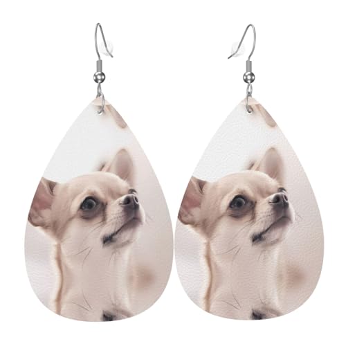 Süße Chihuahua Druck Leder Ohrringe für Frauen - baumelnde Tropfenohrringe, perfekt für Partys und Kostümzubehör, Einheitsgröße, Leder, kein Edelstein Süße Chihuahua Druck Leder Ohrringe für Frauen - baumelnde Tropfenohrringe, perfekt für Partys und Kostümzubehör, Einheitsgröße, Leder, kein Edelstein von JaoXer