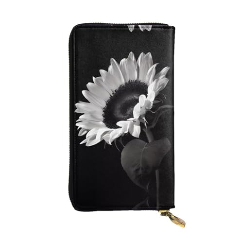 Sunflower Schwarz Grau Druck Leder Lange Clutch Geldbörse für Frauen - Mode mit mehreren Kartenfächern, Münzfach Sunflower Schwarz Grau Druck Leder Lange Clutch Geldbörse für Frauen - Mode mit mehreren Kartenfächern, Münzfach von JaoXer