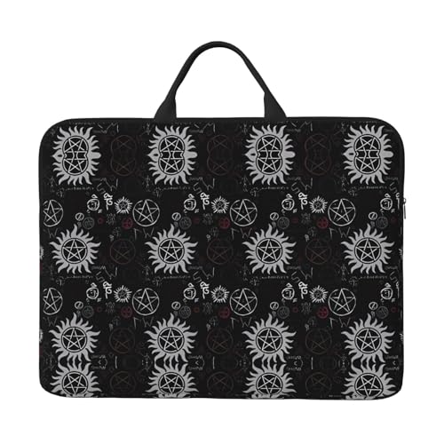 Supernatural Symbols Black Print 14 Zoll Laptop Hülle Sleeve Bag - Tragbarer Griff, Geschäftsreisen, Zubehörtasche für Notebook, Tablet Supernatural Symbols Black Print 14 Zoll Laptop Hülle Sleeve Bag - Tragbarer Griff, Geschäftsreisen, Zubehörtasche für Notebook, Tablet von JaoXer