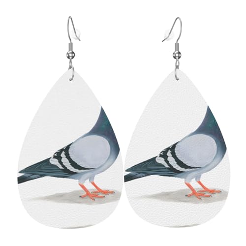Taubendruck Leder Ohrringe für Frauen - baumelnde Tropfenohrringe, perfekt für Partys und Kostümzubehör, Einheitsgröße, Leder, kein Edelstein Taubendruck Leder Ohrringe für Frauen - baumelnde Tropfenohrringe, perfekt für Partys und Kostümzubehör, Einheitsgröße, Leder, kein Edelstein von JaoXer