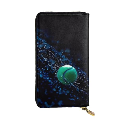 Tennis Print Leder Lange Clutch Geldbörse für Frauen - Mode mit mehreren Kartenfächern, Münzfach, Schwarz, Einheitsgröße Tennis Print Leder Lange Clutch Geldbörse für Frauen - Mode mit mehreren Kartenfächern, Münzfach, Schwarz, Einheitsgröße von JaoXer
