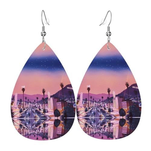 The Old Hollywood Print Leather Earrings for Women - Dangle Teardrop Earrings, Perfect for Parties and Costume Accessory, One Size, Leather, No Gemstone The Old Hollywood Print Leather Earrings for Women - Dangle Teardrop Earrings, Perfect for Parties and Costume Accessory, One Size, Leather, No Gemstone von JaoXer