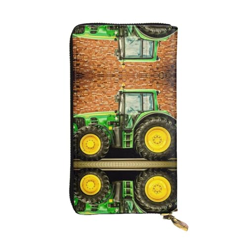 Traktor Thema Druck Leder Lange Clutch Geldbörse für Frauen - Mode mit mehreren Kartenfächern, Münzfach, Schwarz, Einheitsgröße von JaoXer