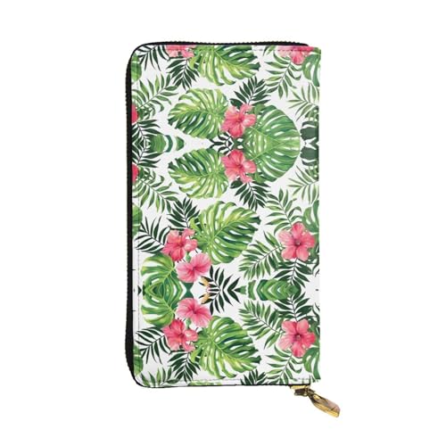 Tropische Blätter Druck Leder Lange Clutch Geldbörse für Frauen - Mode mit mehreren Kartenfächern, Münzfach, Schwarz, Einheitsgröße Tropische Blätter Druck Leder Lange Clutch Geldbörse für Frauen - Mode mit mehreren Kartenfächern, Münzfach, Schwarz, Einheitsgröße von JaoXer