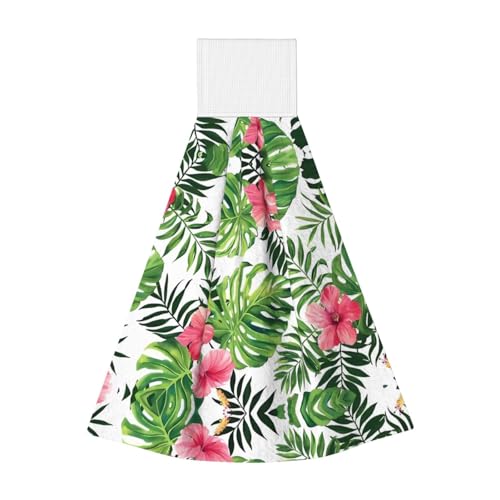 Tropische Blätter Korallensamt Handtücher zum Aufhängen – schnell trocknende Reinigungstücher für Küche, Bad, Camping und mehr von JaoXer