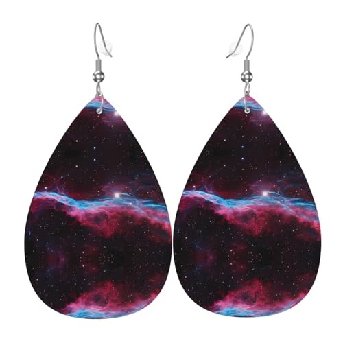 Universum Galaxy Print Leder Ohrringe für Frauen - baumelnde Tropfenohrringe, perfekt für Partys und Kostümzubehör, Einheitsgröße, Leder, kein Edelstein von JaoXer