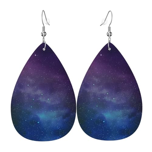 Universum mit Sternen und Galaxie Interstellar Print Leder Ohrringe für Frauen - baumelnde Tropfenohrringe, perfekt für Partys und Kostümzubehör Universum mit Sternen und Galaxie Interstellar Print Leder Ohrringe für Frauen - baumelnde Tropfenohrringe, perfekt für Partys und Kostümzubehör von JaoXer