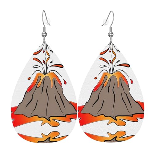 Vulkandruck Leder Ohrringe für Frauen - baumelnde Tropfenohrringe, perfekt für Partys und Kostümzubehör, Einheitsgröße, Leder, kein Edelstein von JaoXer