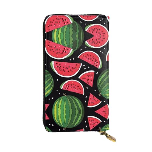 Wassermelonen-Druck Leder Lange Clutch Geldbörse für Frauen - Mode mit mehreren Kartenfächern, Münzfach, Schwarz, Einheitsgröße Wassermelonen-Druck Leder Lange Clutch Geldbörse für Frauen - Mode mit mehreren Kartenfächern, Münzfach, Schwarz, Einheitsgröße von JaoXer
