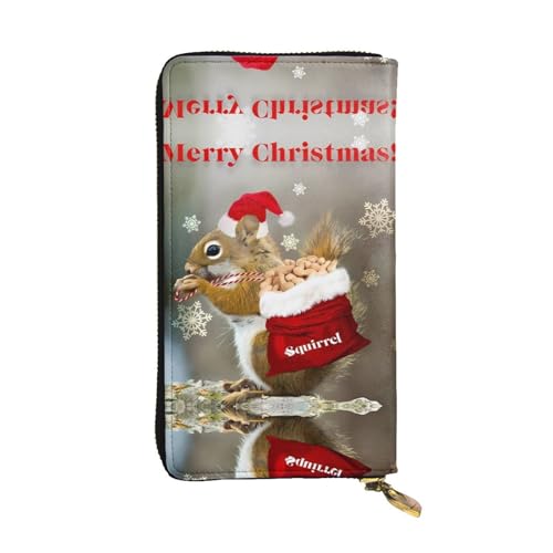 Weihnachten Eichhörnchen Druck Leder Lange Clutch Geldbörse für Frauen - Mode mit mehreren Kartenfächern, Münzfach, Schwarz, Einheitsgröße Weihnachten Eichhörnchen Druck Leder Lange Clutch Geldbörse für Frauen - Mode mit mehreren Kartenfächern, Münzfach, Schwarz, Einheitsgröße von JaoXer