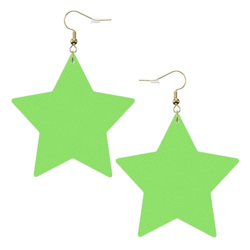 Weiße trendige Leder-Stern-Ohrringe für Damen – einfarbig, hellgrüner Druck, baumelnder Schmuck, leicht, modischer Creolen-Anhänger, Einheitsgröße, Leder, Kein Edelstein Weiße trendige Leder-Stern-Ohrringe für Damen – einfarbig, hellgrüner Druck, baumelnder Schmuck, leicht, modischer Creolen-Anhänger, Einheitsgröße, Leder, Kein Edelstein von JaoXer