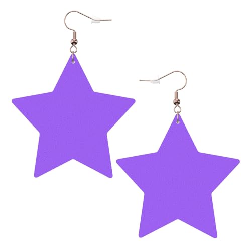 Weiße trendige Leder-Stern-Ohrringe für Damen – einfarbig, hellvioletter Druck, baumelnder Schmuck, leicht, modischer Creolen-Anhänger, Einheitsgröße, Leder, Kein Edelstein von JaoXer