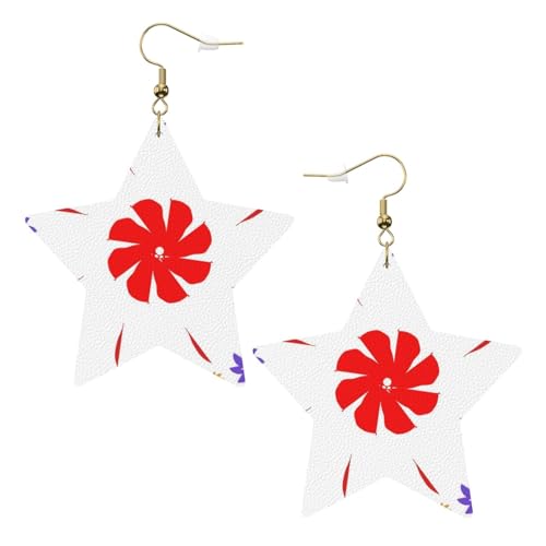Weiße trendige Leder-Stern-Ohrringe für Frauen – 8-fach drehbarer Blumendruck, baumelnder Schmuck, leicht, modisch, Creolen-Anhänger, Einheitsgröße, Leder, Kein Edelstein Weiße trendige Leder-Stern-Ohrringe für Frauen – 8-fach drehbarer Blumendruck, baumelnder Schmuck, leicht, modisch, Creolen-Anhänger, Einheitsgröße, Leder, Kein Edelstein von JaoXer