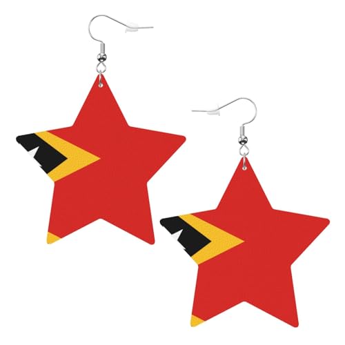 Weiße trendige Leder-Stern-Ohrringe für Frauen – Demokratische Republik Timor – Leste Druck baumeln Schmuck, leichte modische Kreolen-Anhänger, Einheitsgröße, Leder, Kein Edelstein Weiße trendige Leder-Stern-Ohrringe für Frauen – Demokratische Republik Timor – Leste Druck baumeln Schmuck, leichte modische Kreolen-Anhänger, Einheitsgröße, Leder, Kein Edelstein von JaoXer