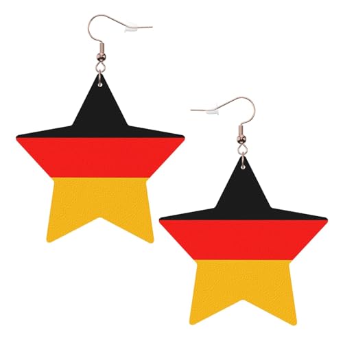 Weiße trendige Leder-Stern-Ohrringe für Frauen – Deutschlandflaggen-Druck, baumelnder Schmuck, leicht, modisch, Creolen-Anhänger, Einheitsgröße, Leder, Kein Edelstein Weiße trendige Leder-Stern-Ohrringe für Frauen – Deutschlandflaggen-Druck, baumelnder Schmuck, leicht, modisch, Creolen-Anhänger, Einheitsgröße, Leder, Kein Edelstein von JaoXer