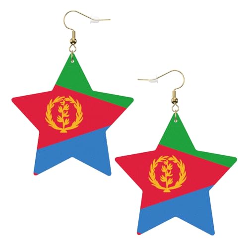 Weiße trendige Leder-Stern-Ohrringe für Frauen – Eritreische Flagge Druck baumelnder Schmuck, leichte modische Creolen-Anhänger, Einheitsgröße, Leder, Kein Edelstein Weiße trendige Leder-Stern-Ohrringe für Frauen – Eritreische Flagge Druck baumelnder Schmuck, leichte modische Creolen-Anhänger, Einheitsgröße, Leder, Kein Edelstein von JaoXer