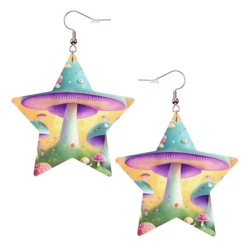 Weiße trendige Leder-Stern-Ohrringe für Frauen – Fantasie-Pilz-Druck, baumelnder Schmuck, leichte modische Creolen-Anhänger, Einheitsgröße, Leder, Kein Edelstein Weiße trendige Leder-Stern-Ohrringe für Frauen – Fantasie-Pilz-Druck, baumelnder Schmuck, leichte modische Creolen-Anhänger, Einheitsgröße, Leder, Kein Edelstein von JaoXer