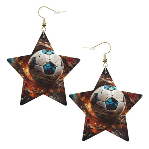 Weiße trendige Leder-Stern-Ohrringe für Frauen – Feuerwerkskörper-Fußball-Druck, baumelnder Schmuck, leichte modische Creolen-Anhänger, One Size, Leder, Kein Edelstein Weiße trendige Leder-Stern-Ohrringe für Frauen – Feuerwerkskörper-Fußball-Druck, baumelnder Schmuck, leichte modische Creolen-Anhänger, One Size, Leder, Kein Edelstein von JaoXer