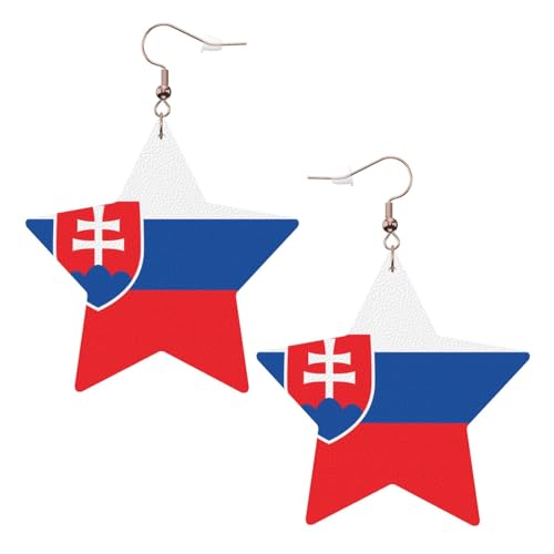 Weiße trendige Leder-Stern-Ohrringe für Frauen – Flagge der Slowakei Druck baumelnder Schmuck, leichte modische Creolen-Anhänger, One Size, Leder, Kein Edelstein Weiße trendige Leder-Stern-Ohrringe für Frauen – Flagge der Slowakei Druck baumelnder Schmuck, leichte modische Creolen-Anhänger, One Size, Leder, Kein Edelstein von JaoXer