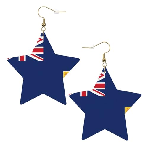 Weiße trendige Leder-Stern-Ohrringe für Frauen – Flagge der Türken und Caicosinseln Druck baumelnder Schmuck, leichte modische Creolen-Anhänger, One Size, Leder, Kein Edelstein Weiße trendige Leder-Stern-Ohrringe für Frauen – Flagge der Türken und Caicosinseln Druck baumelnder Schmuck, leichte modische Creolen-Anhänger, One Size, Leder, Kein Edelstein von JaoXer